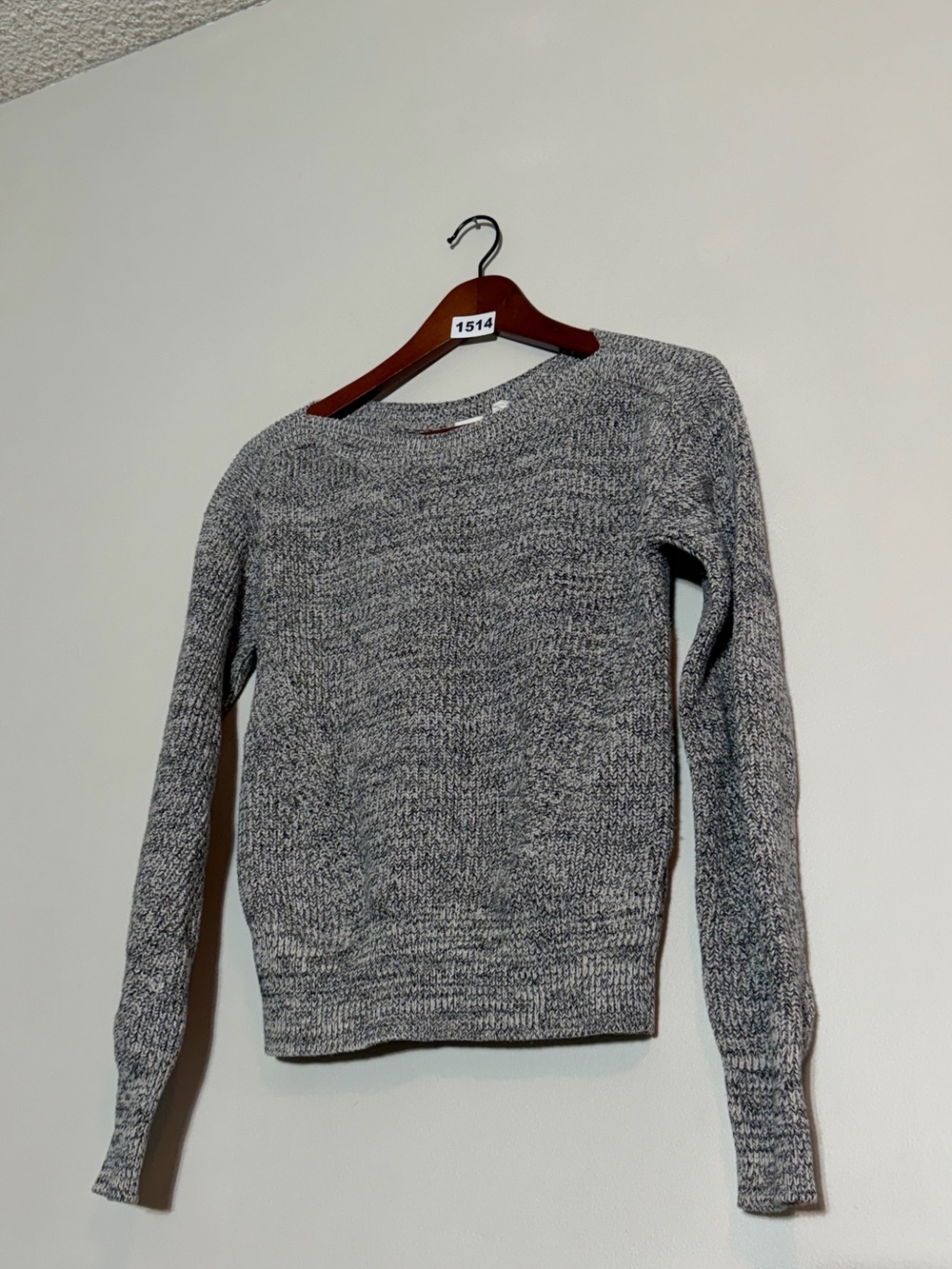 Gap For Good Marled Grey Knit Sweater XS Cozy Minimalist Everyday Boatneck